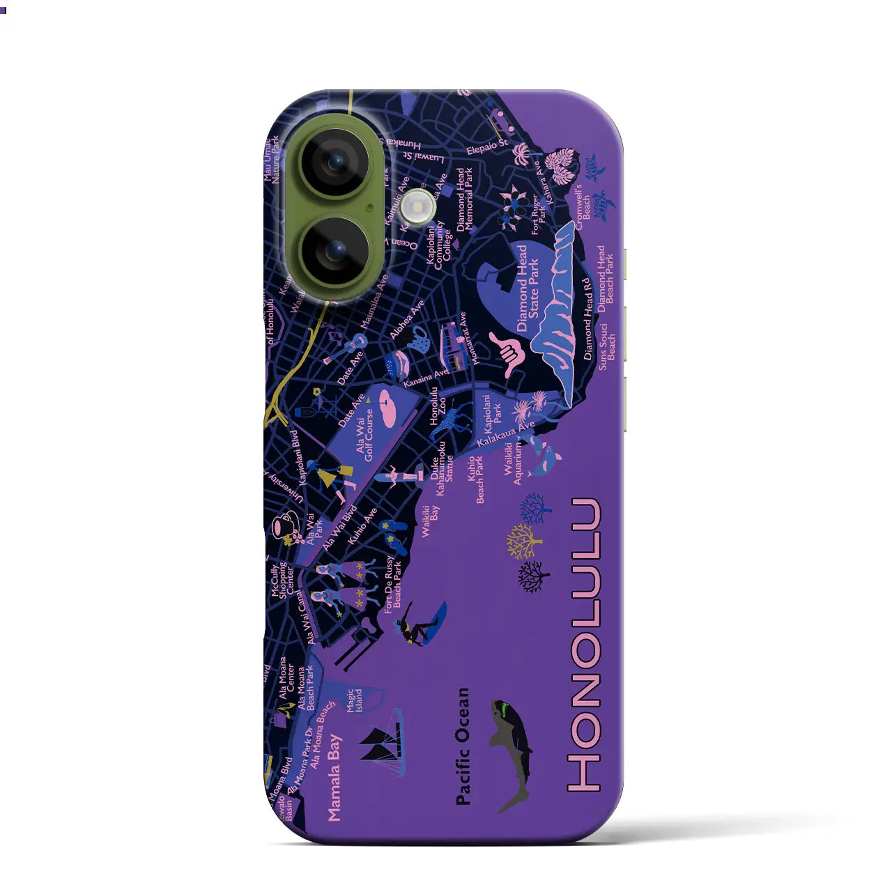 【ホノルル】イラストマップiPhoneケース(バックカバータイプ)
