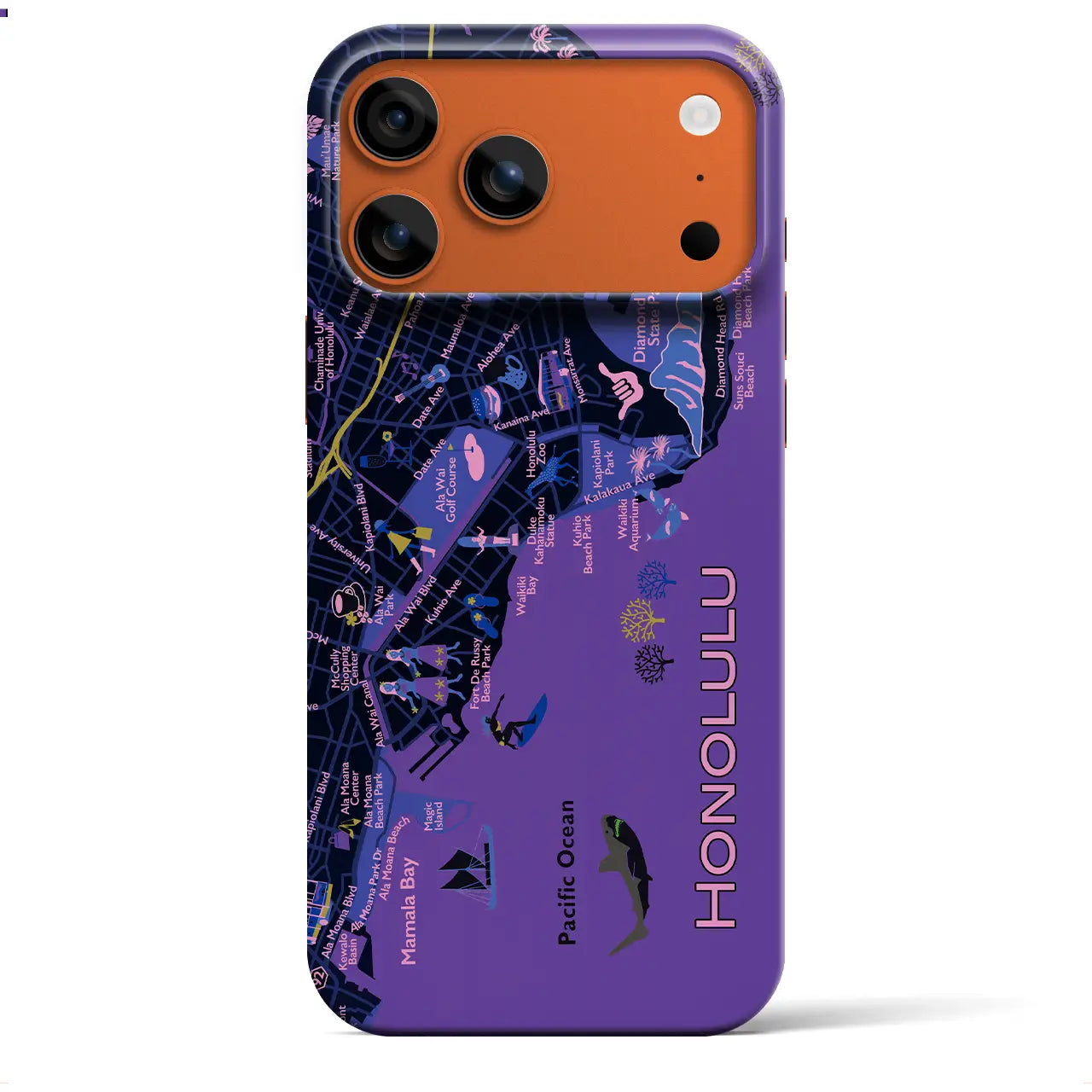 【ホノルル】イラストマップiPhoneケース(バックカバータイプ)