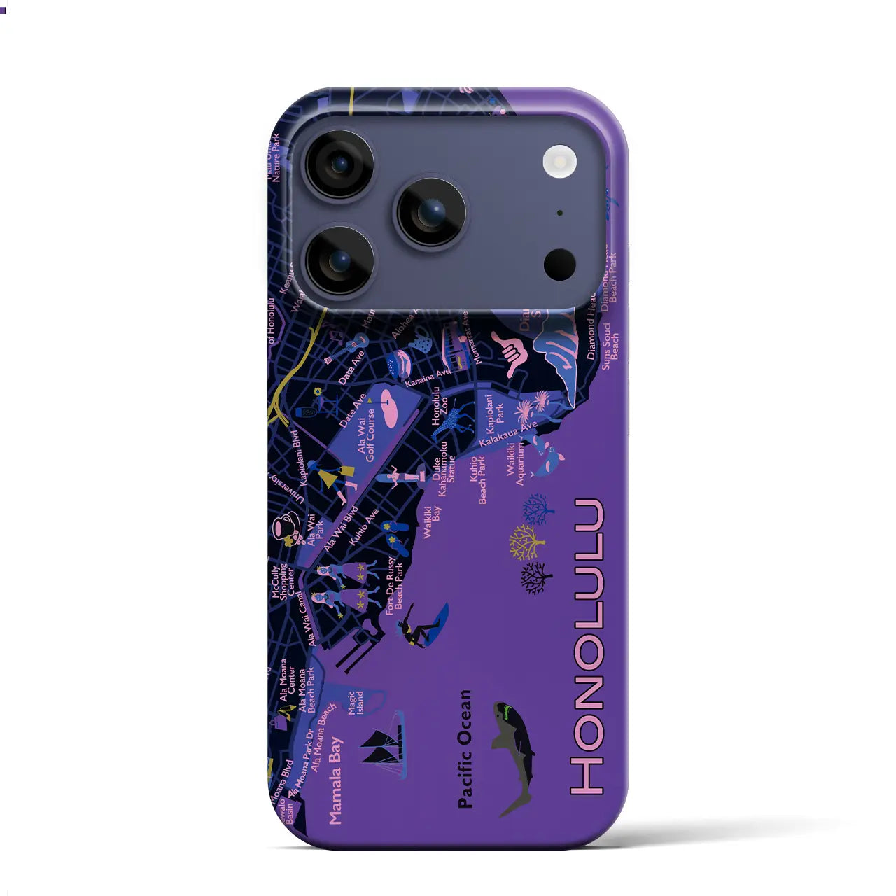 【ホノルル】イラストマップiPhoneケース(バックカバータイプ)