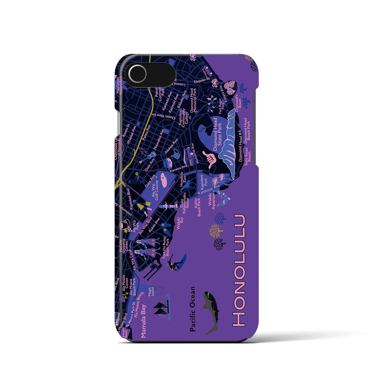 【ホノルル】イラストマップiPhoneケース(バックカバータイプ)