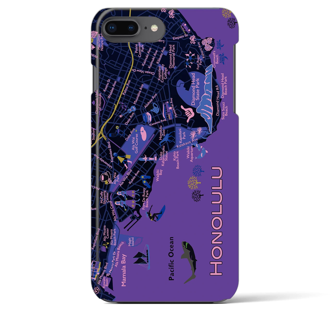 【ホノルル】イラストマップiPhoneケース(バックカバータイプ)