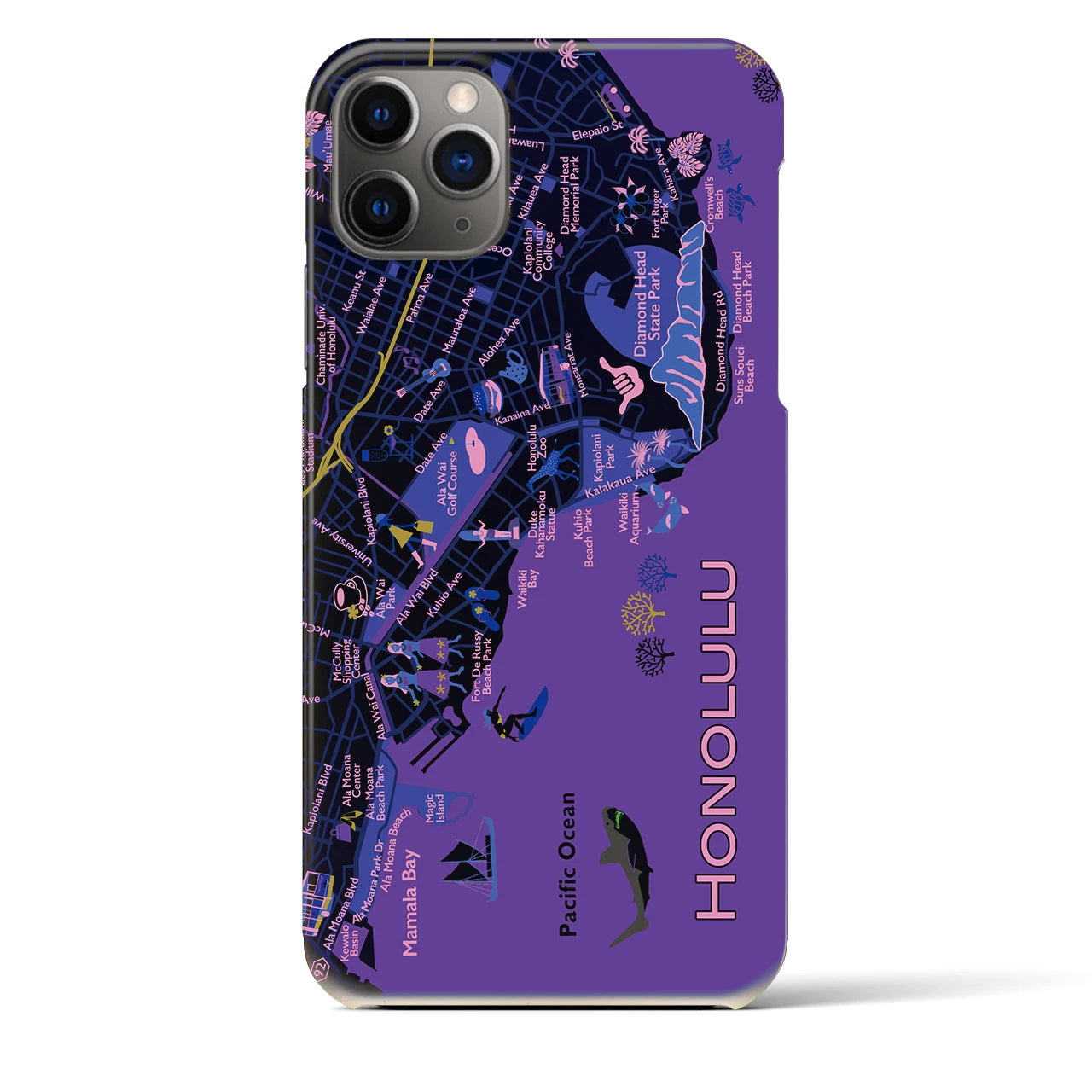 【ホノルル】イラストマップiPhoneケース(バックカバータイプ)