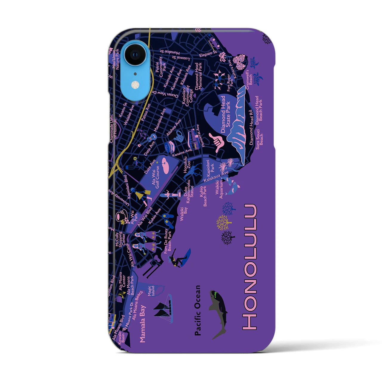 【ホノルル】イラストマップiPhoneケース(バックカバータイプ)