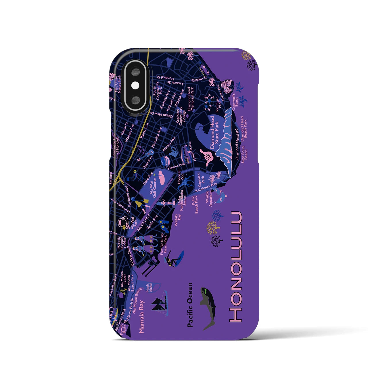 【ホノルル】イラストマップiPhoneケース(バックカバータイプ)