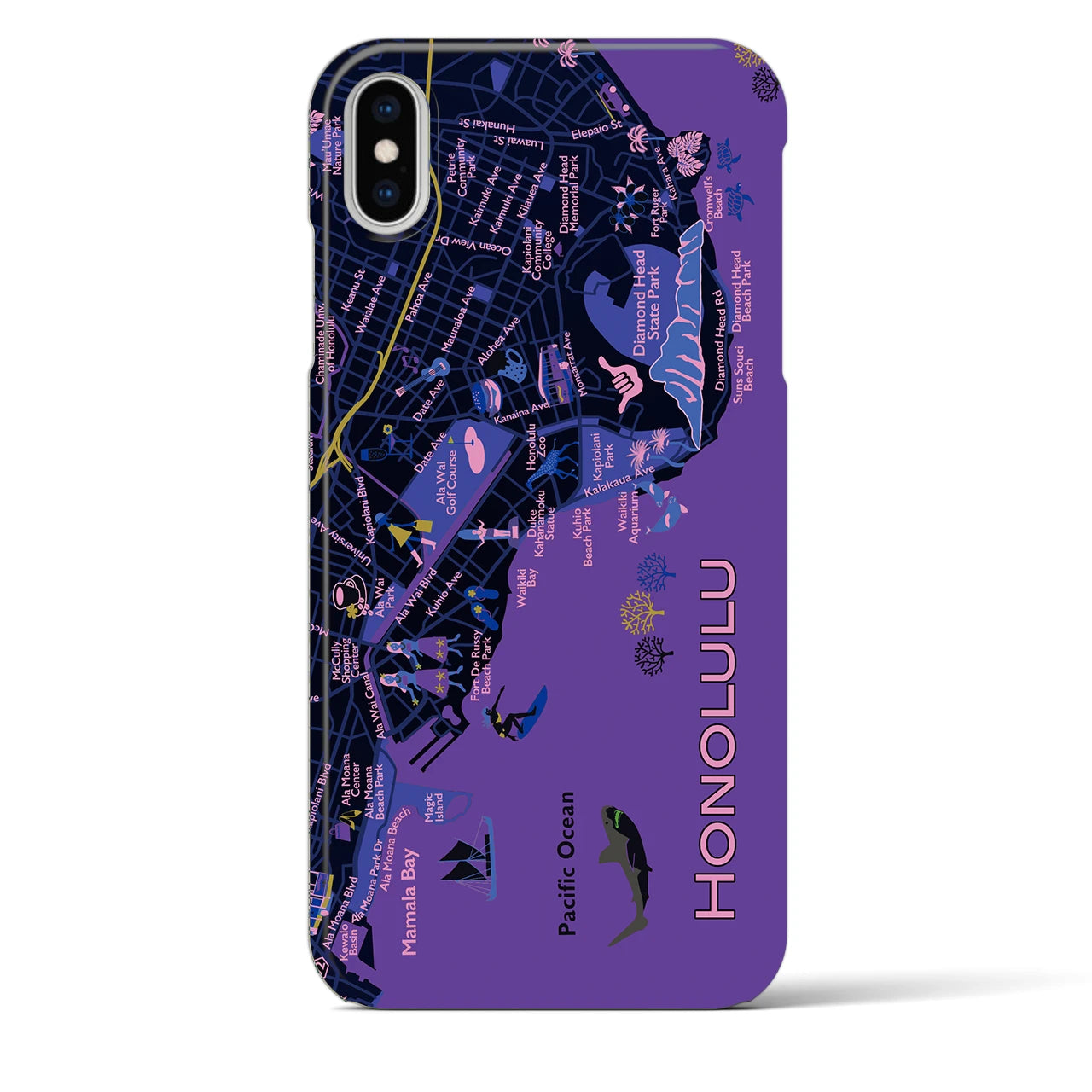 【ホノルル】イラストマップiPhoneケース(バックカバータイプ)
