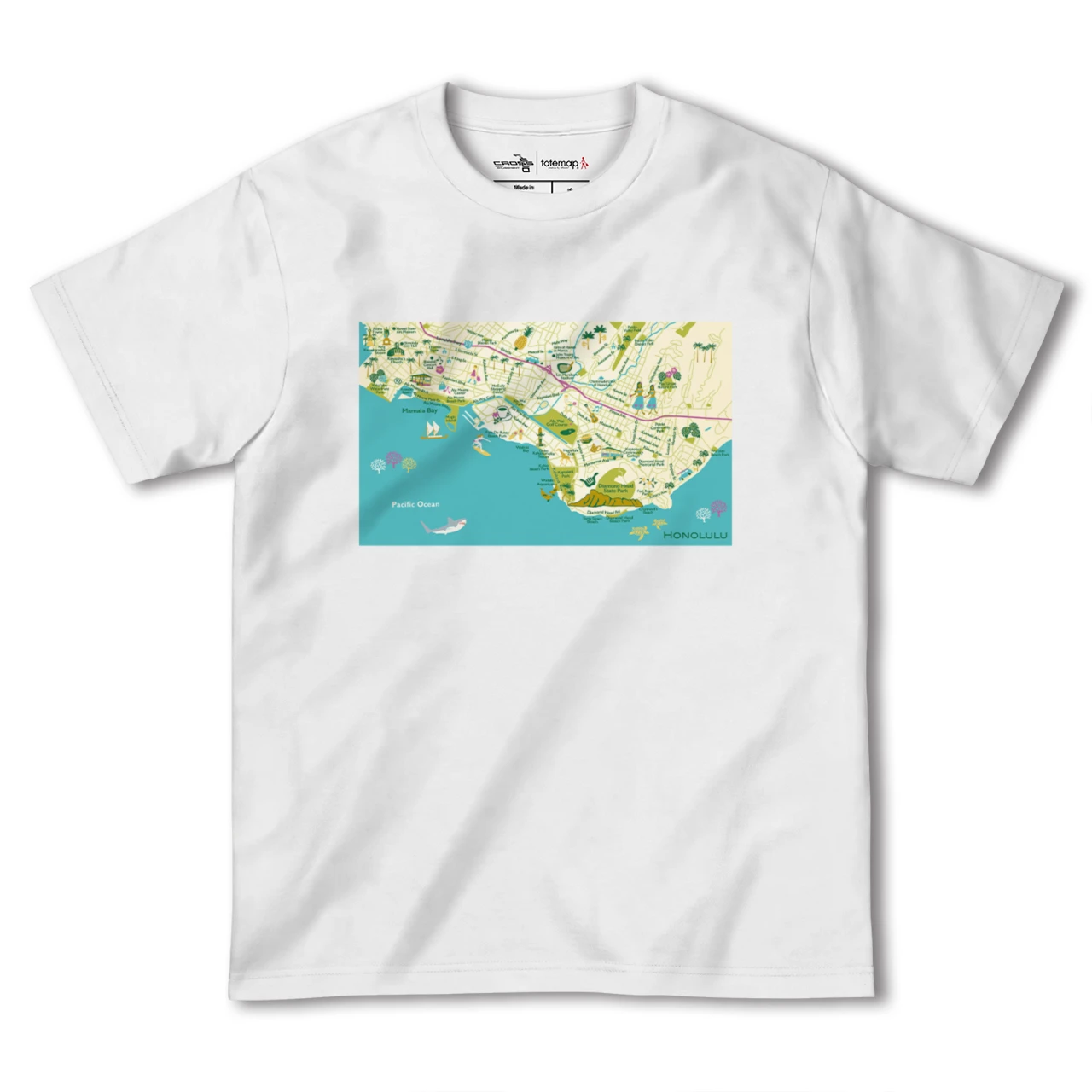 【ホノルル(アメリカ)】イラストマップTシャツ