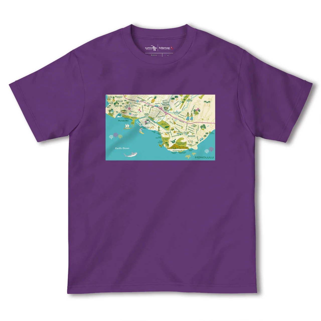 【ホノルル(アメリカ)】イラストマップTシャツ