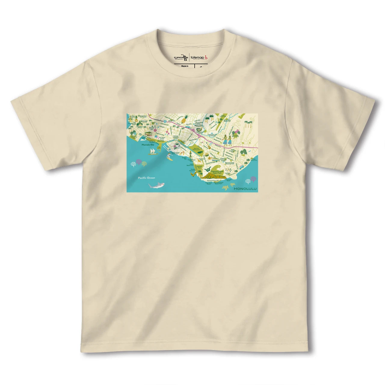 【ホノルル(アメリカ)】イラストマップTシャツ