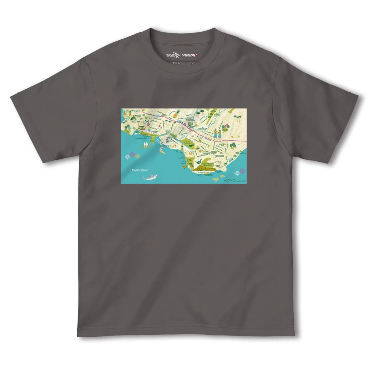 【ホノルル(アメリカ)】イラストマップTシャツ