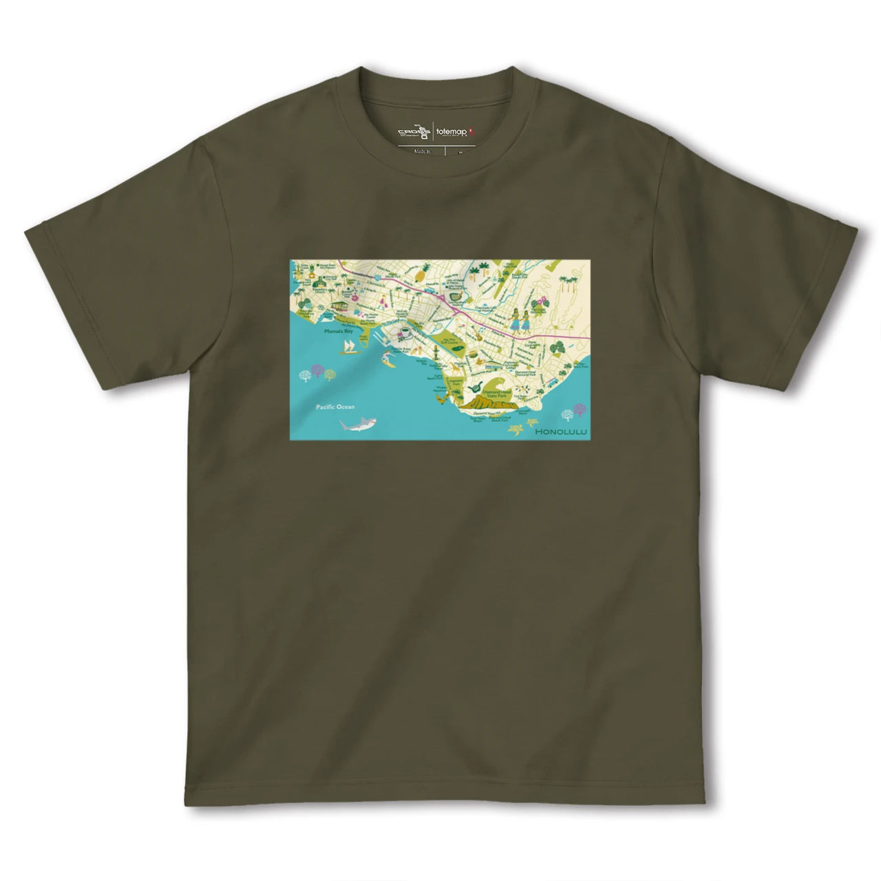 【ホノルル(アメリカ)】イラストマップTシャツ