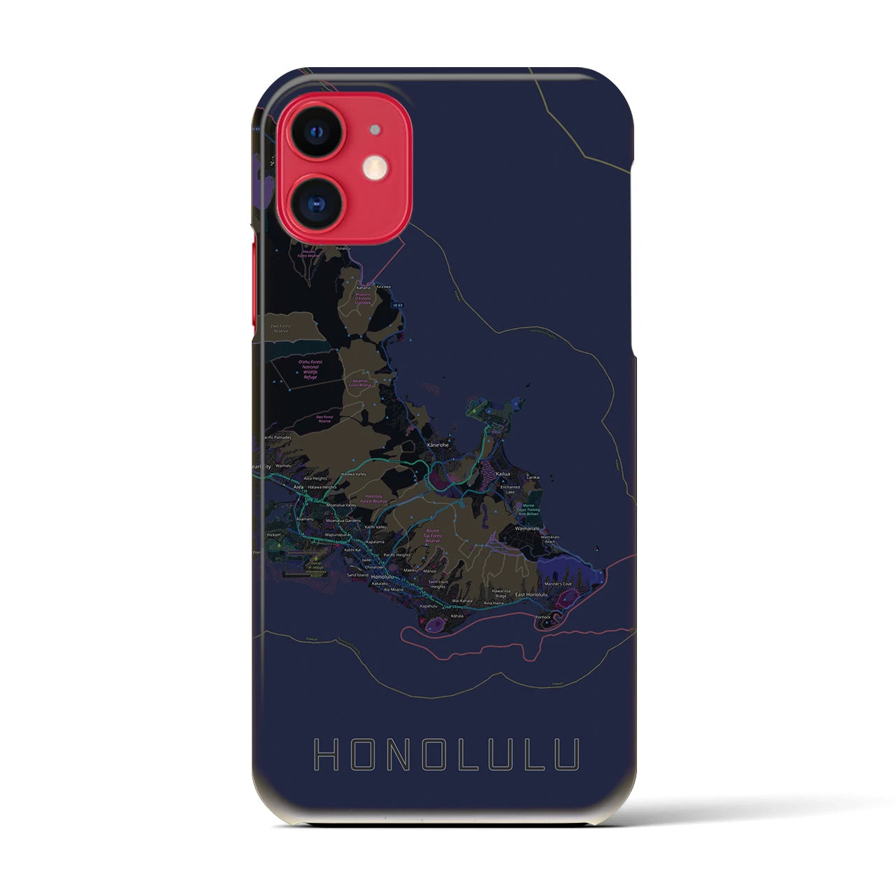 【ホノルル2(アメリカ)】地図柄iPhoneケース(バックカバータイプ)