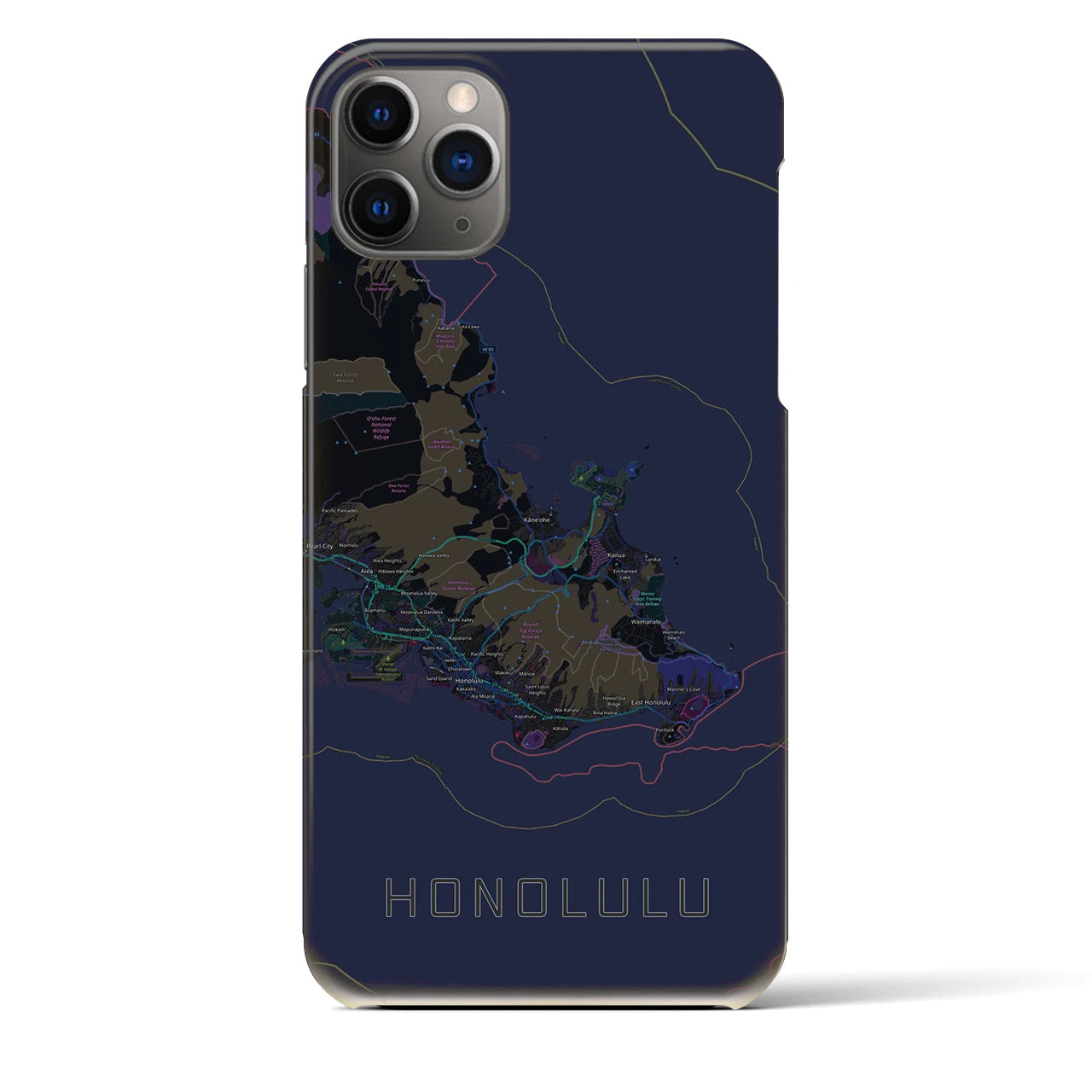 【ホノルル2(アメリカ)】地図柄iPhoneケース(バックカバータイプ)