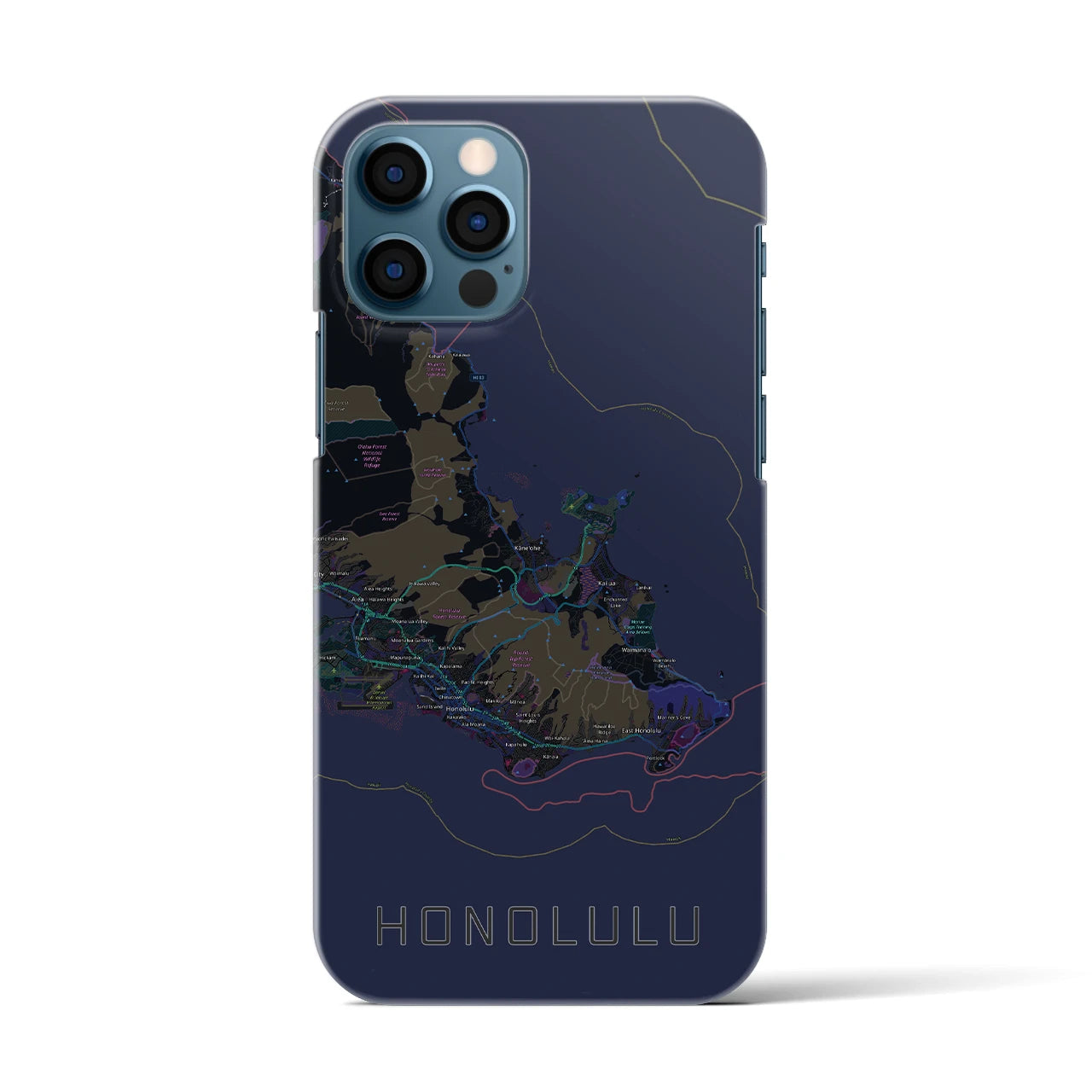 【ホノルル2(アメリカ)】地図柄iPhoneケース(バックカバータイプ)