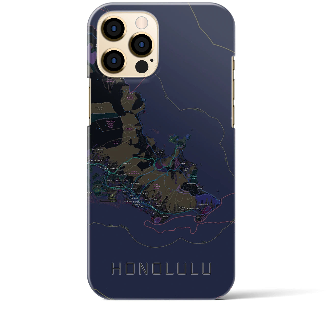 【ホノルル2(アメリカ)】地図柄iPhoneケース(バックカバータイプ)