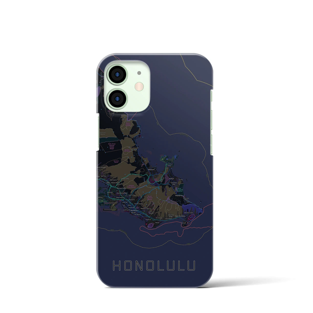 【ホノルル2(アメリカ)】地図柄iPhoneケース(バックカバータイプ)