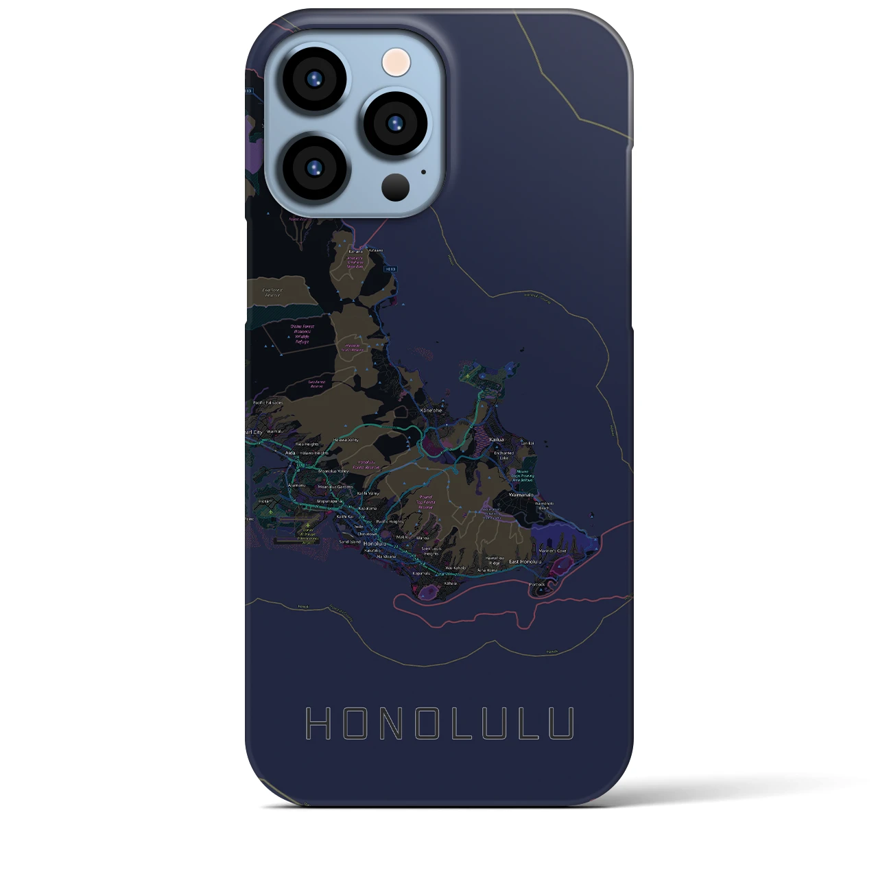 【ホノルル2(アメリカ)】地図柄iPhoneケース(バックカバータイプ)