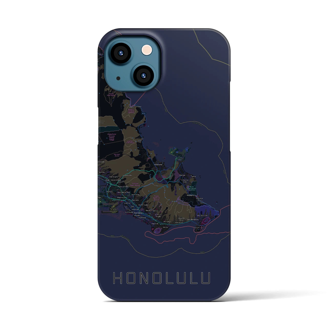 【ホノルル2(アメリカ)】地図柄iPhoneケース(バックカバータイプ)