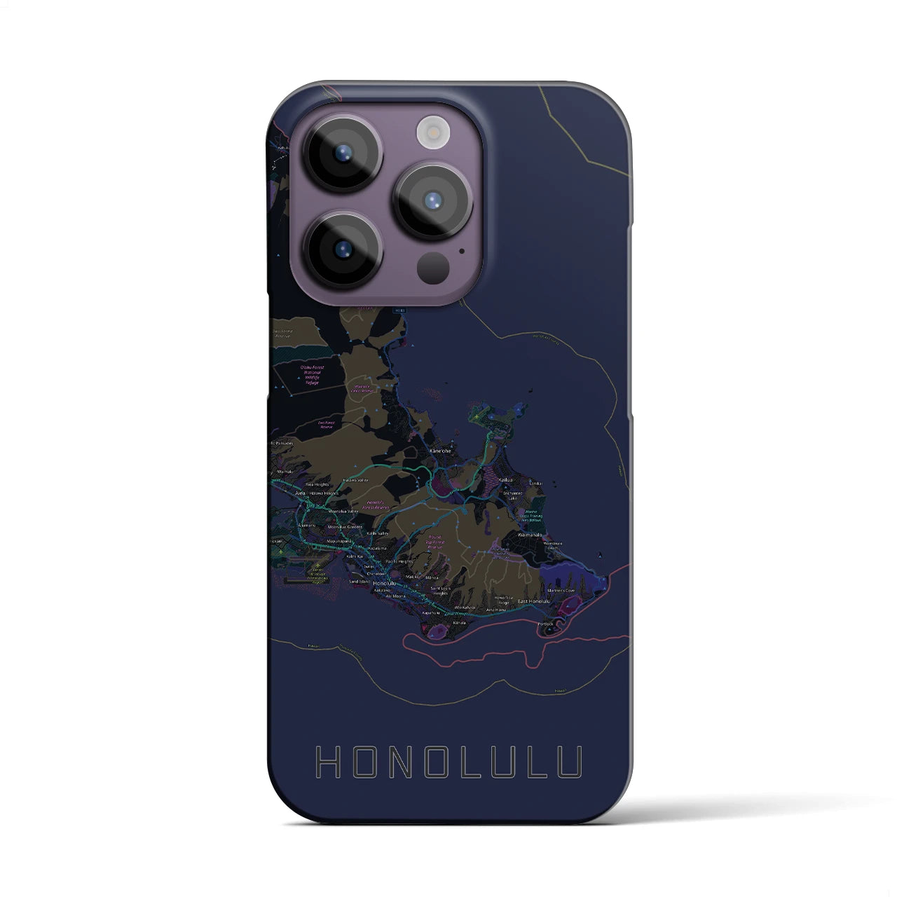 【ホノルル2(アメリカ)】地図柄iPhoneケース(バックカバータイプ)