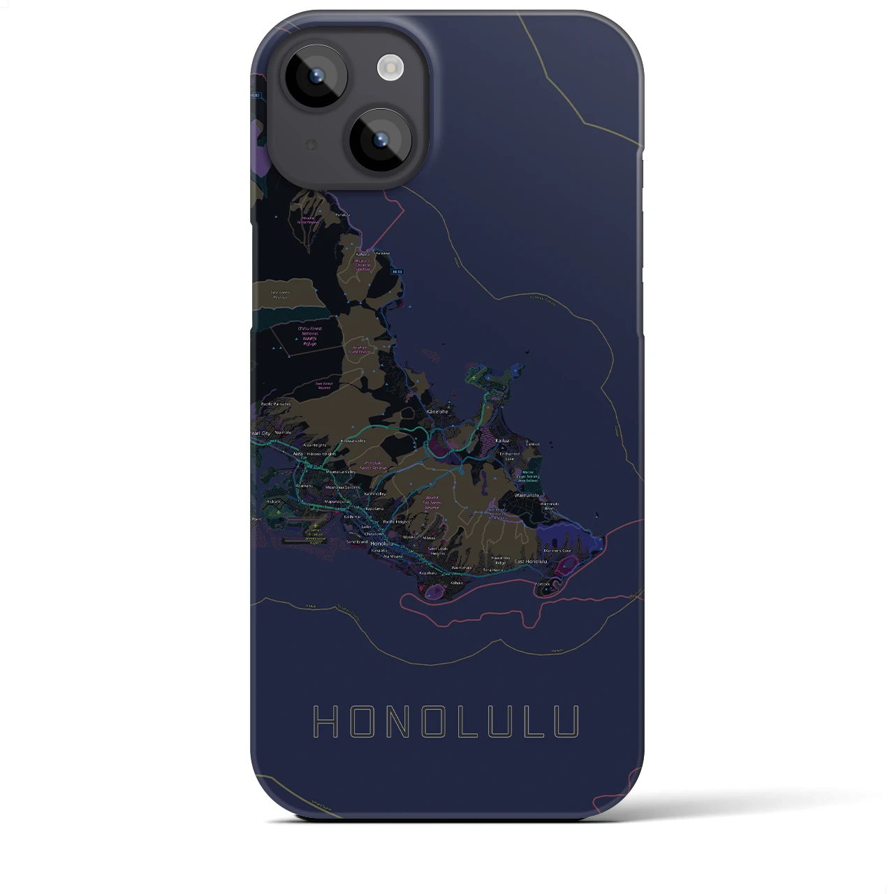 【ホノルル2(アメリカ)】地図柄iPhoneケース(バックカバータイプ)