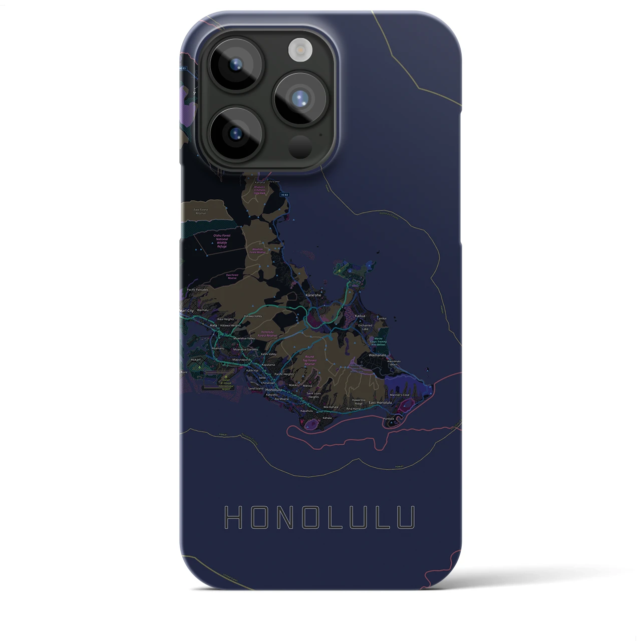 【ホノルル2(アメリカ)】地図柄iPhoneケース(バックカバータイプ)