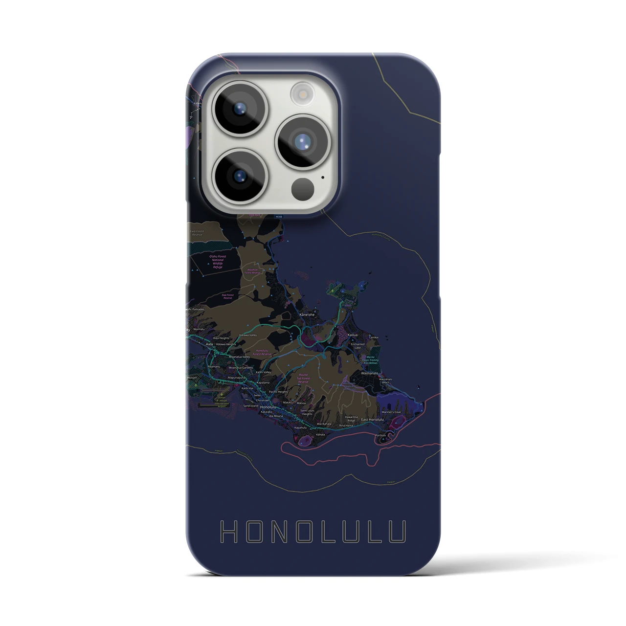 【ホノルル2(アメリカ)】地図柄iPhoneケース(バックカバータイプ)