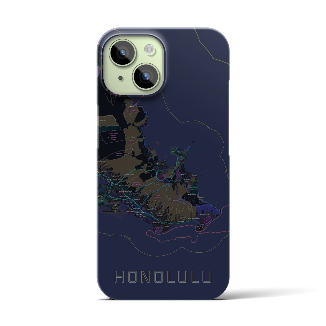【ホノルル2(アメリカ)】地図柄iPhoneケース(バックカバータイプ)