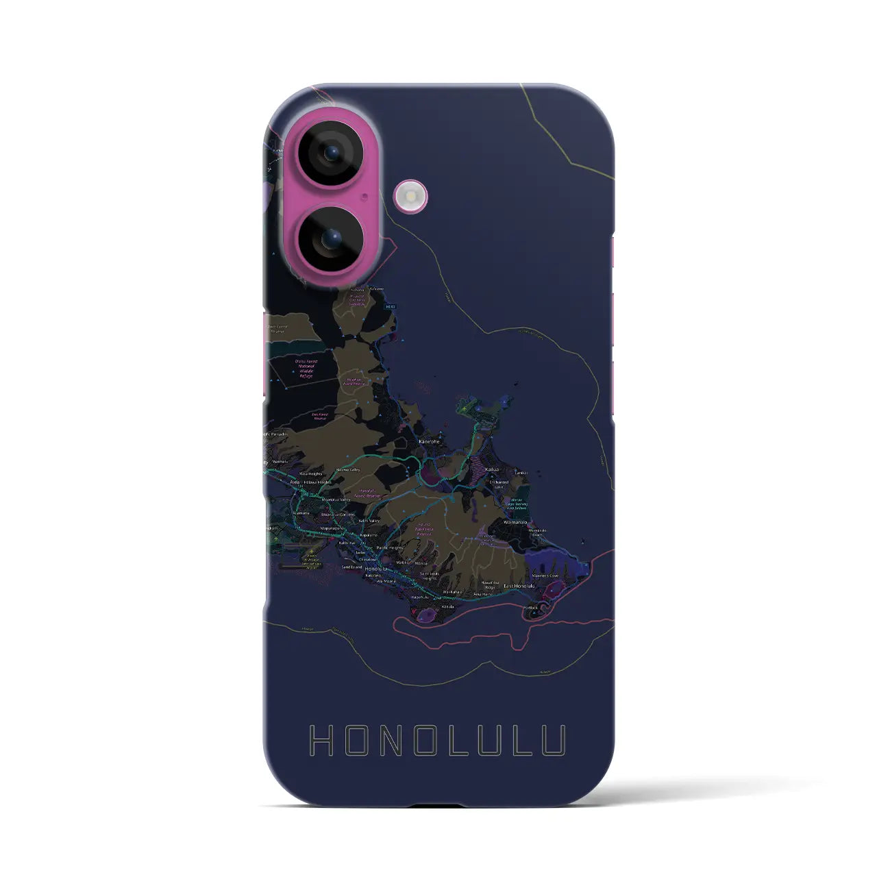 【ホノルル2(アメリカ)】地図柄iPhoneケース(バックカバータイプ)