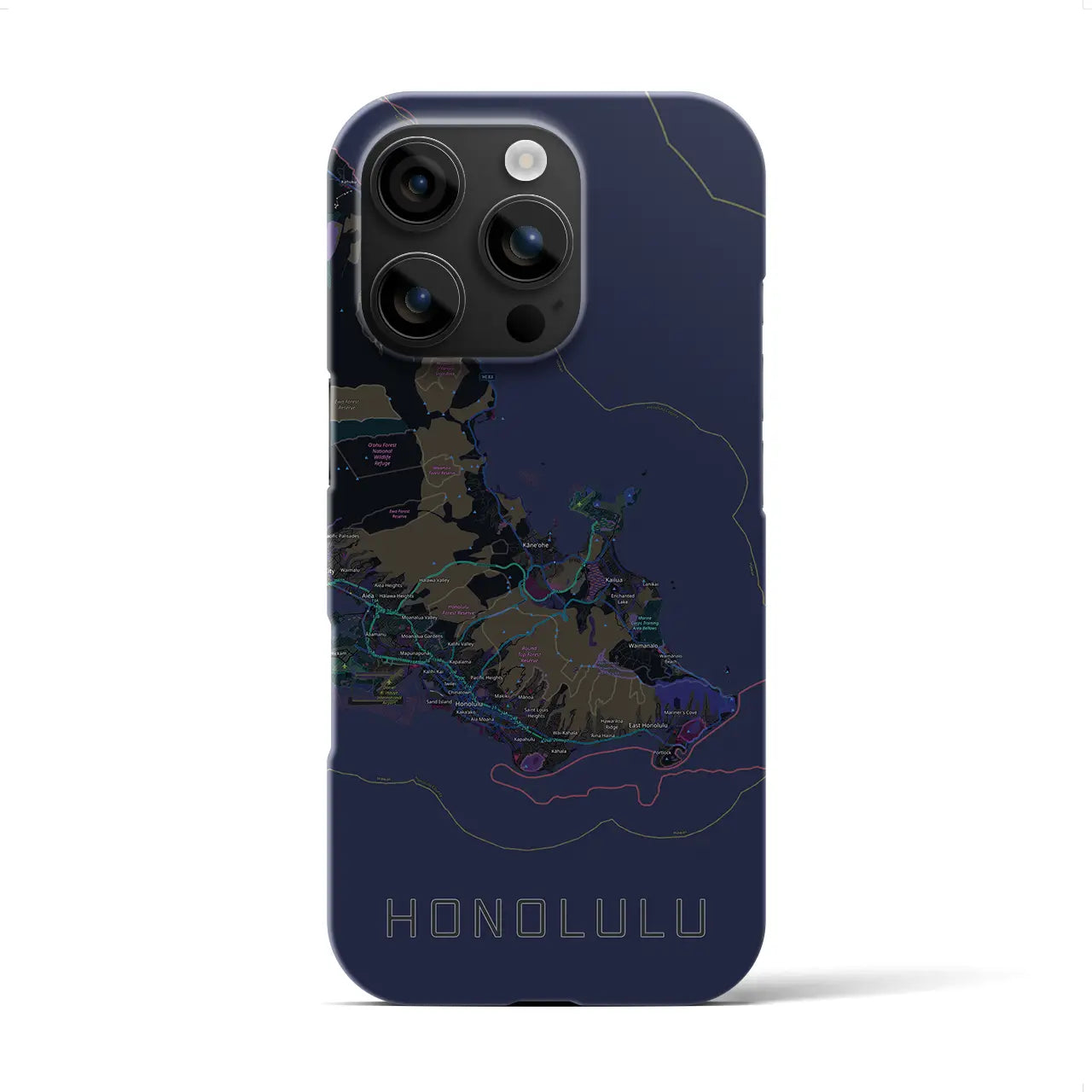 【ホノルル2(アメリカ)】地図柄iPhoneケース(バックカバータイプ)