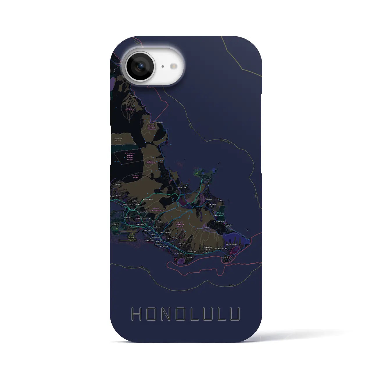 【ホノルル2(アメリカ)】地図柄iPhoneケース(バックカバータイプ)