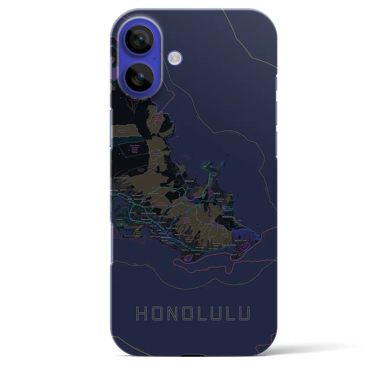 【ホノルル2(アメリカ)】地図柄iPhoneケース(バックカバータイプ)