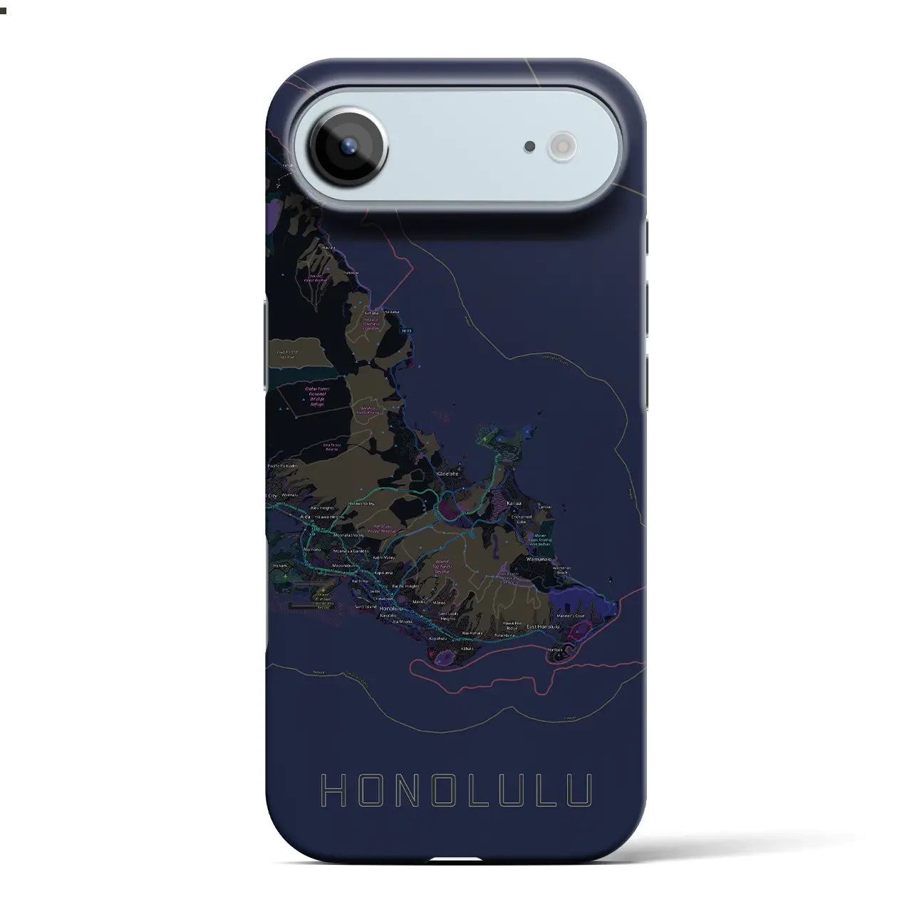 【ホノルル2(アメリカ)】地図柄iPhoneケース(バックカバータイプ)