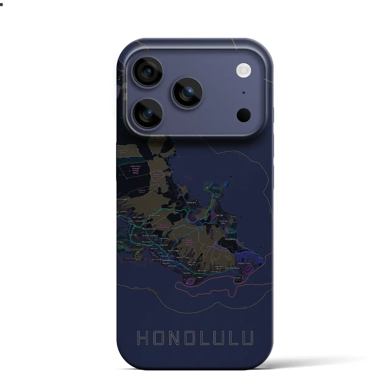 【ホノルル2(アメリカ)】地図柄iPhoneケース(バックカバータイプ)