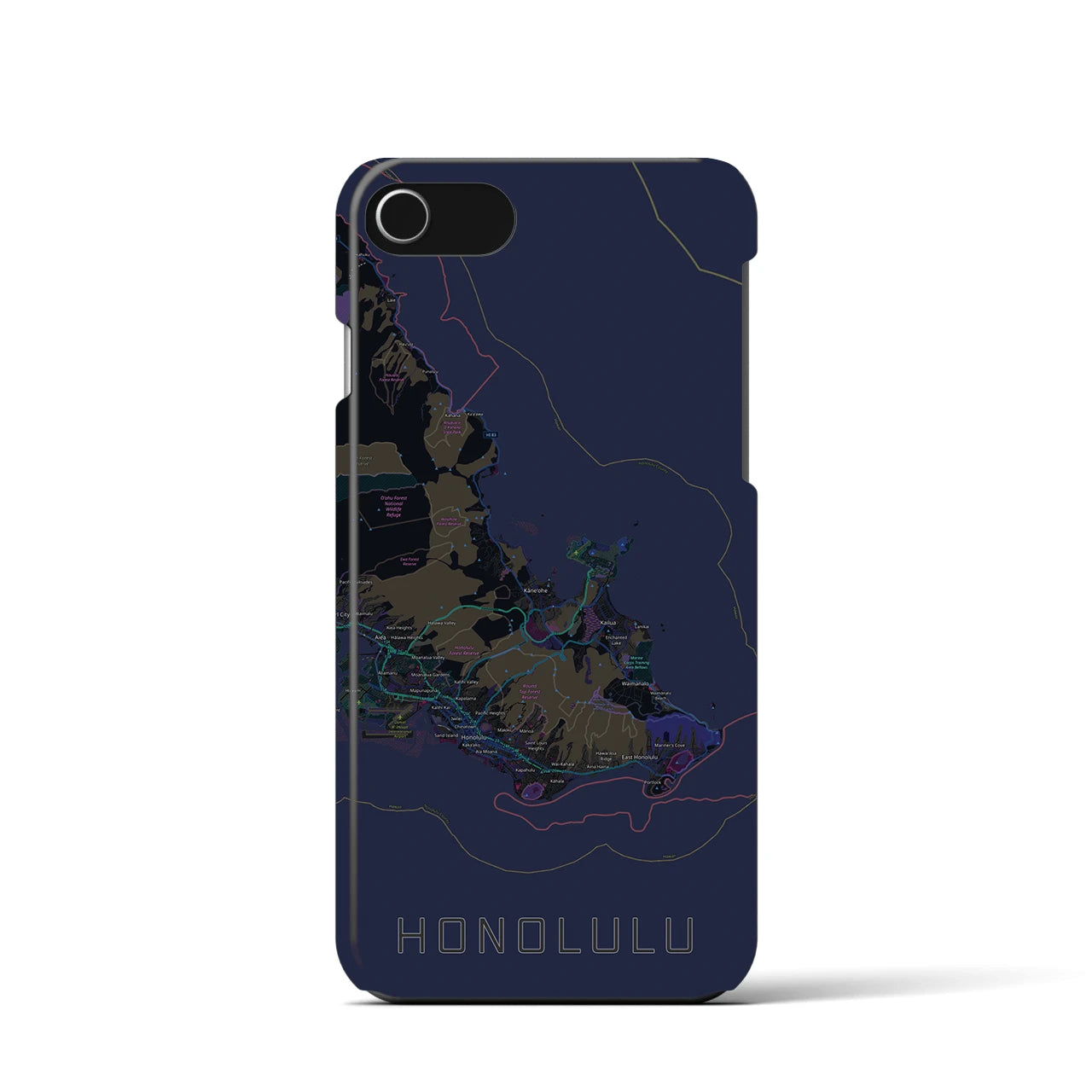 【ホノルル2(アメリカ)】地図柄iPhoneケース(バックカバータイプ)