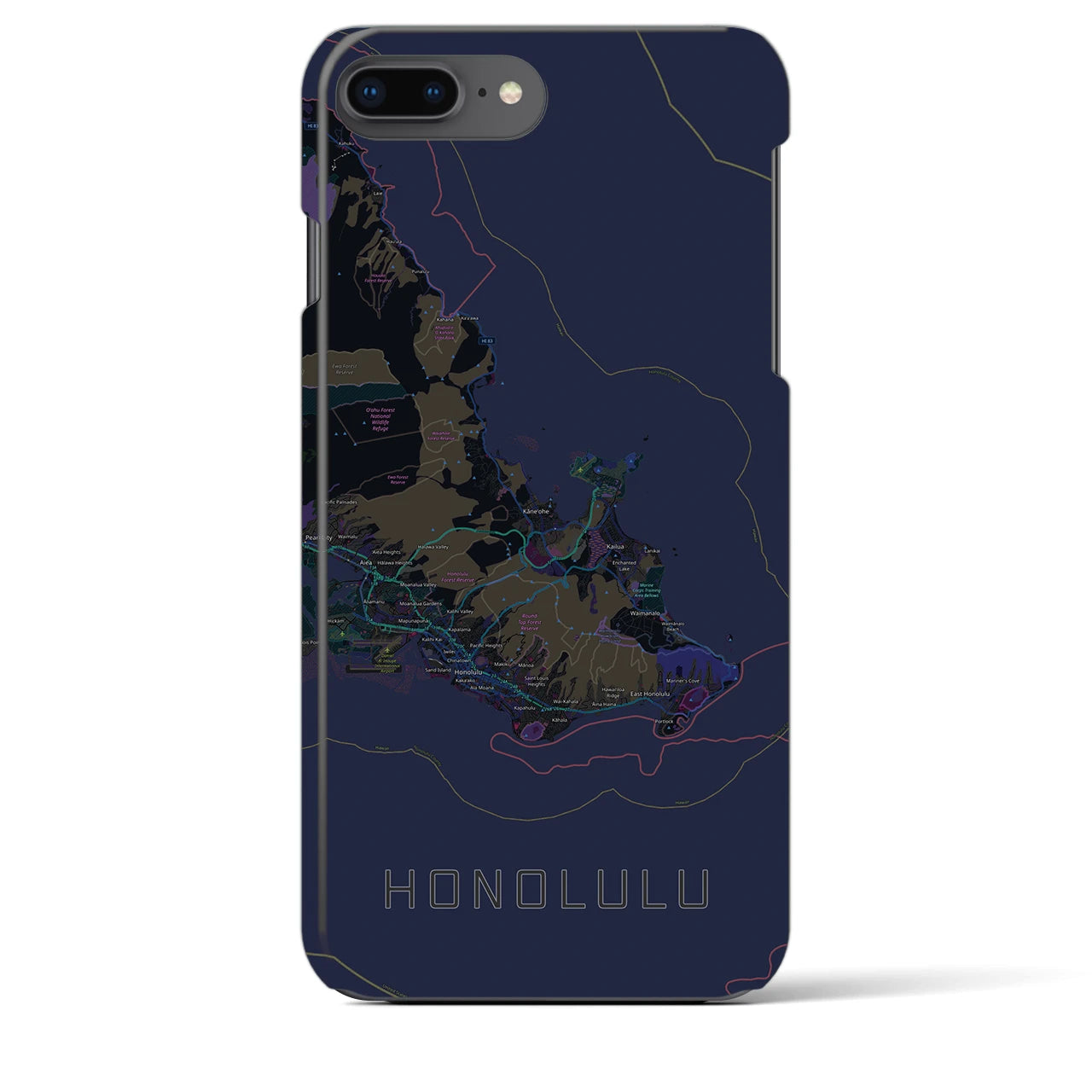 【ホノルル2(アメリカ)】地図柄iPhoneケース(バックカバータイプ)