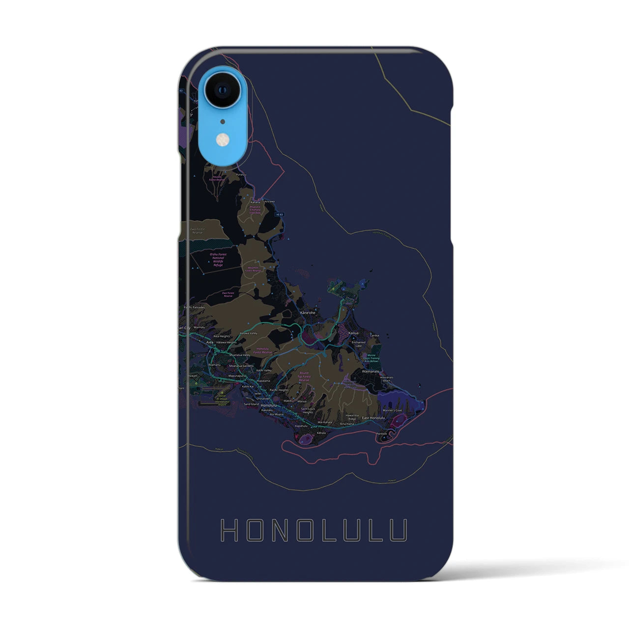 【ホノルル2(アメリカ)】地図柄iPhoneケース(バックカバータイプ)