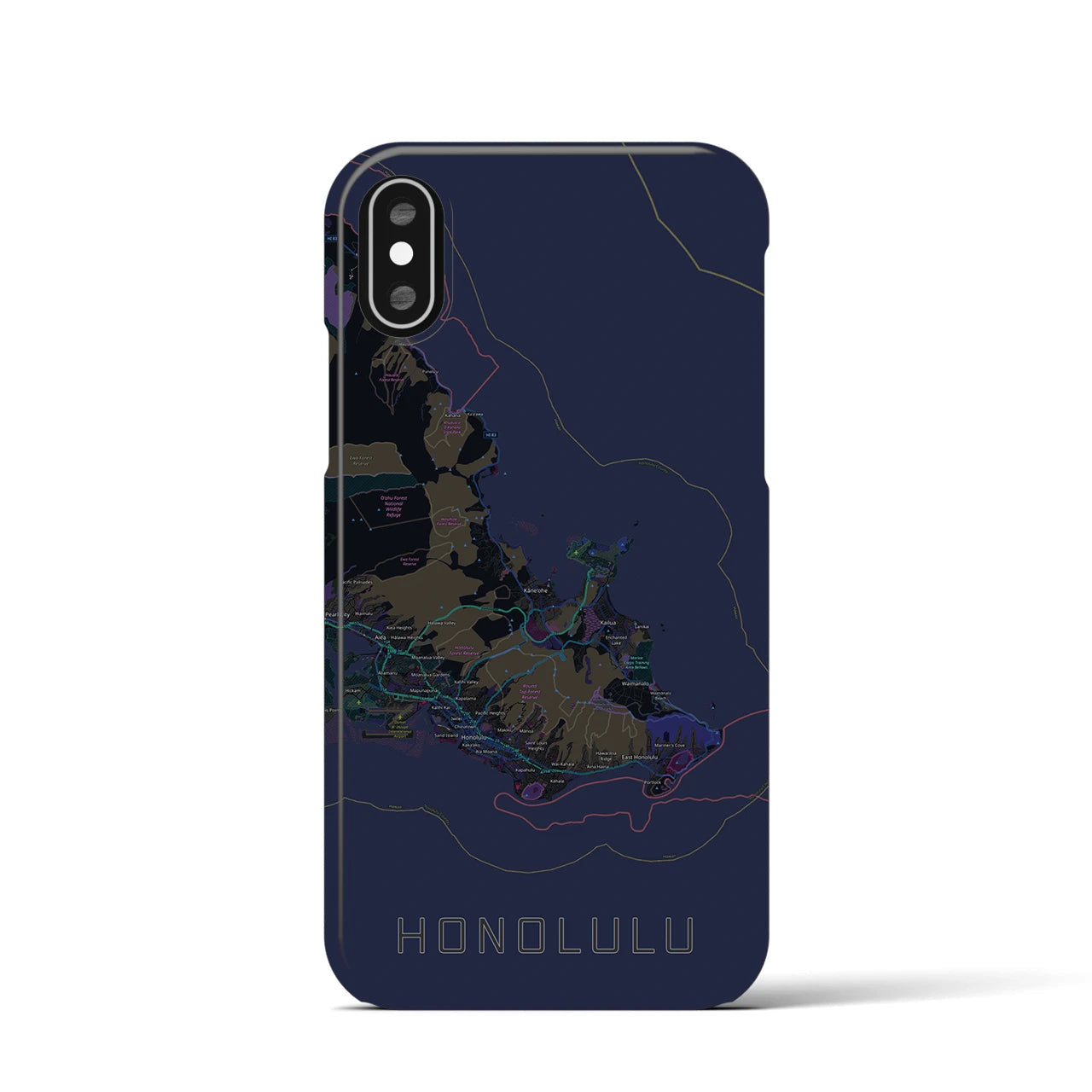 【ホノルル2(アメリカ)】地図柄iPhoneケース(バックカバータイプ)