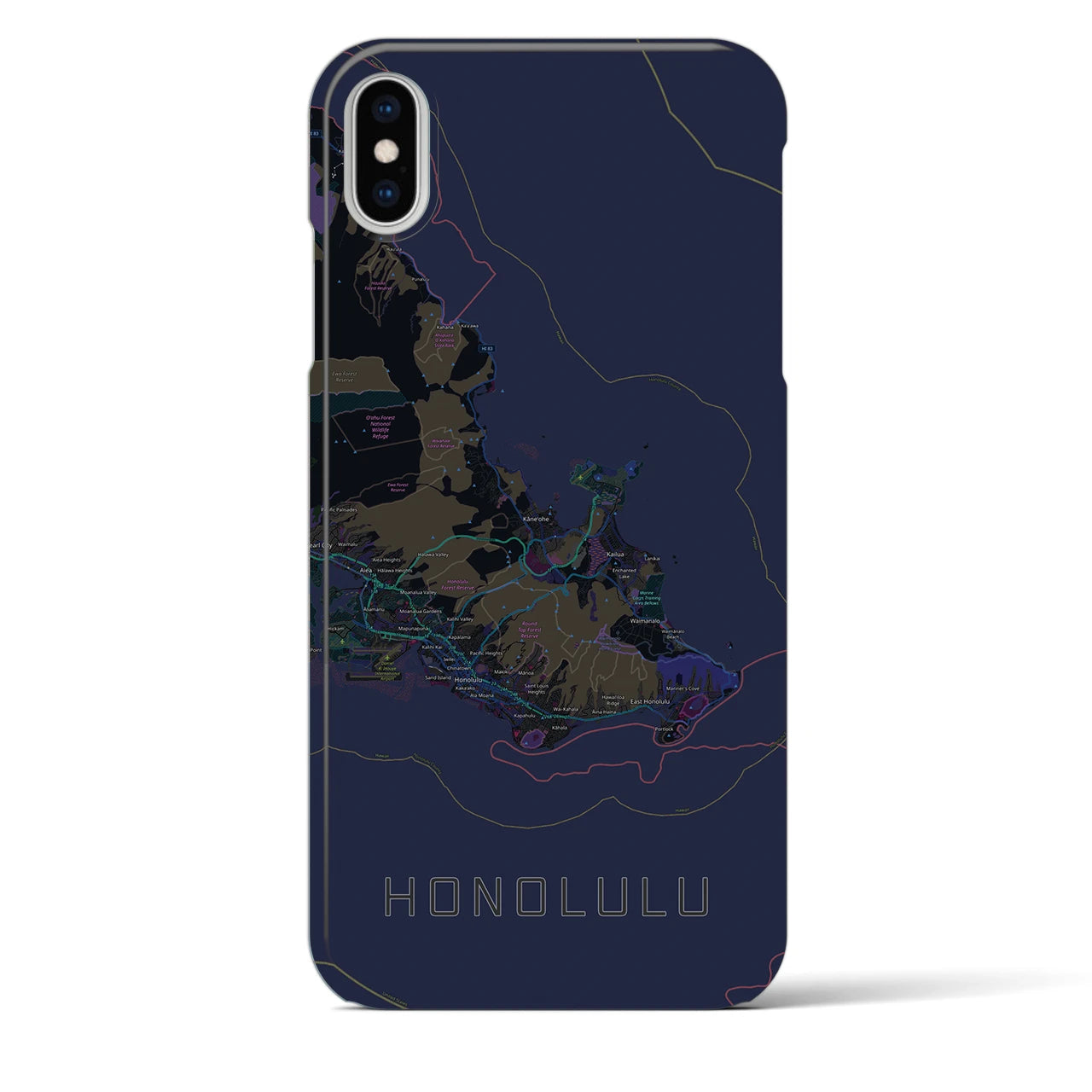 【ホノルル2(アメリカ)】地図柄iPhoneケース(バックカバータイプ)