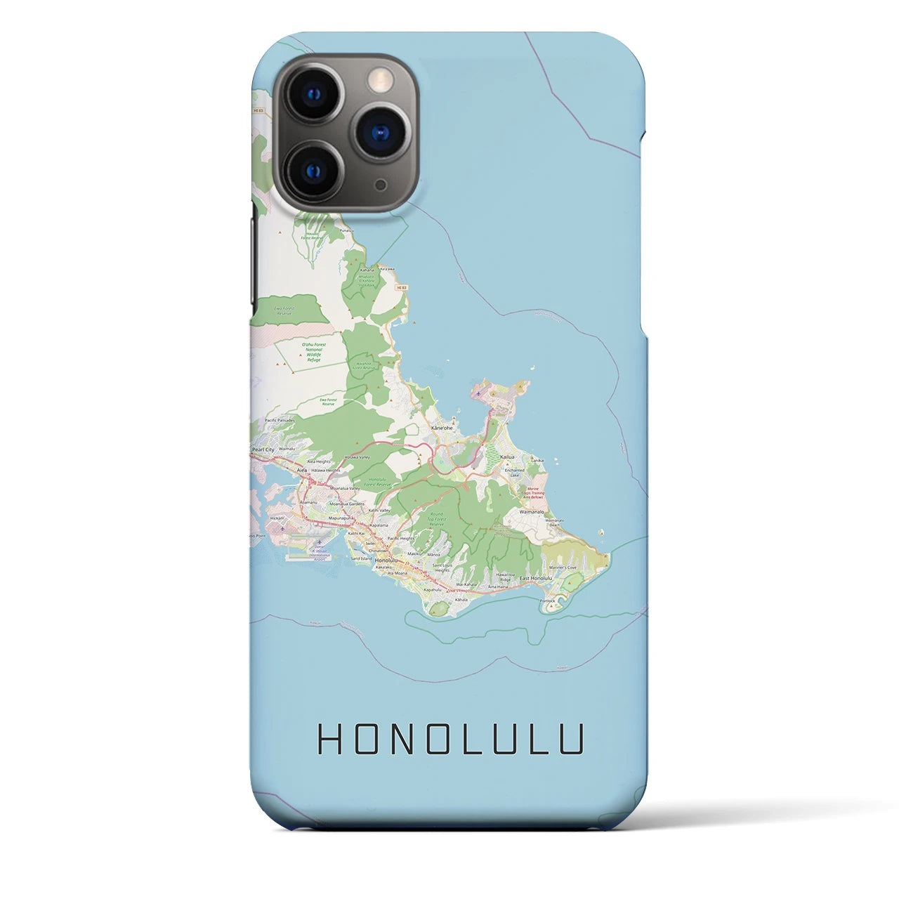 【ホノルル2(アメリカ)】地図柄iPhoneケース(バックカバータイプ)