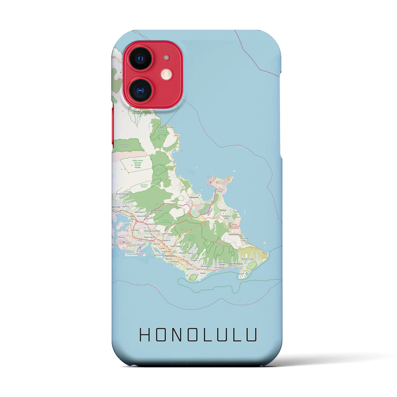 【ホノルル2(アメリカ)】地図柄iPhoneケース(バックカバータイプ)
