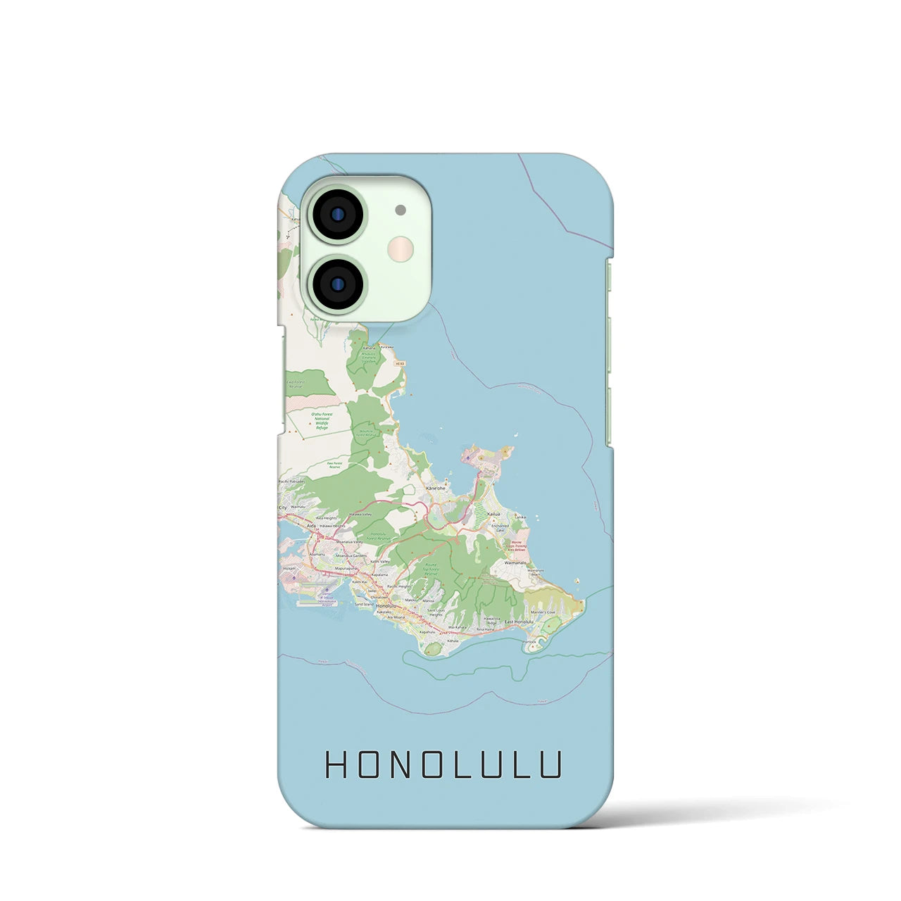 【ホノルル2(アメリカ)】地図柄iPhoneケース(バックカバータイプ)