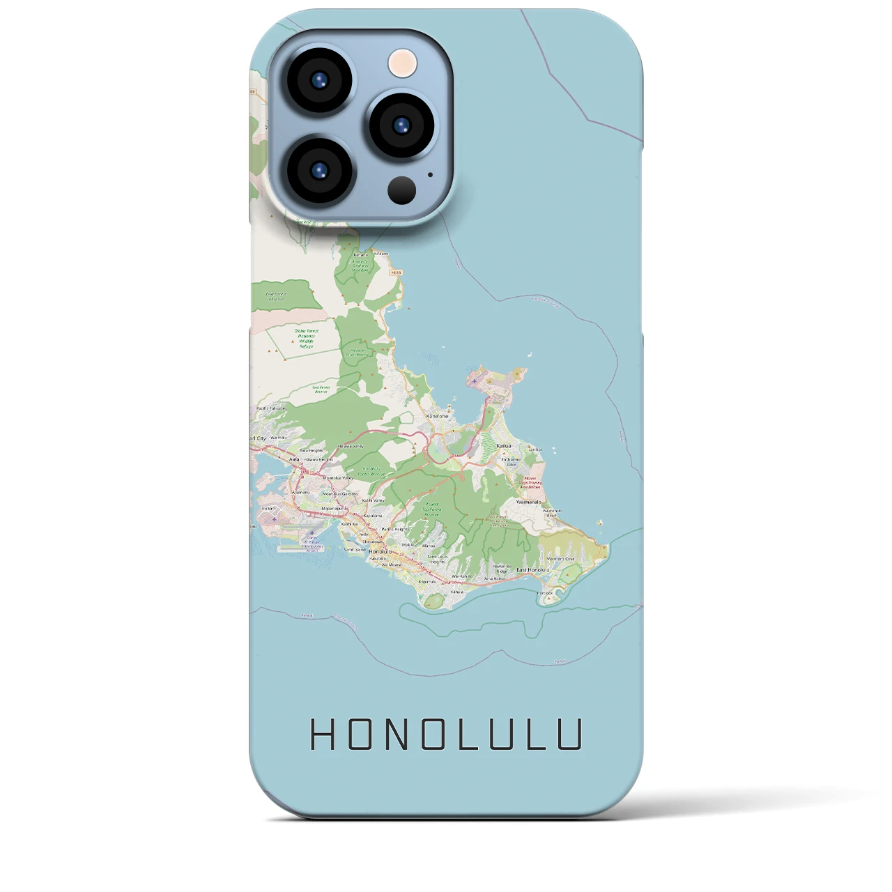 【ホノルル2(アメリカ)】地図柄iPhoneケース(バックカバータイプ)