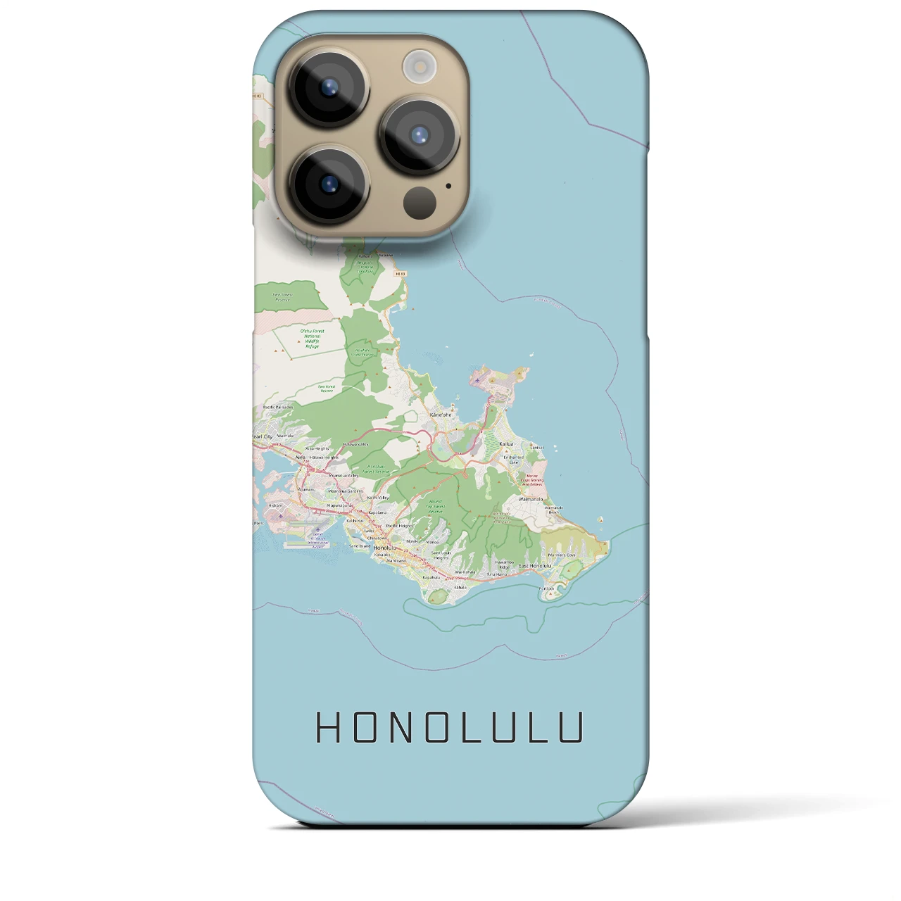 【ホノルル2(アメリカ)】地図柄iPhoneケース(バックカバータイプ)