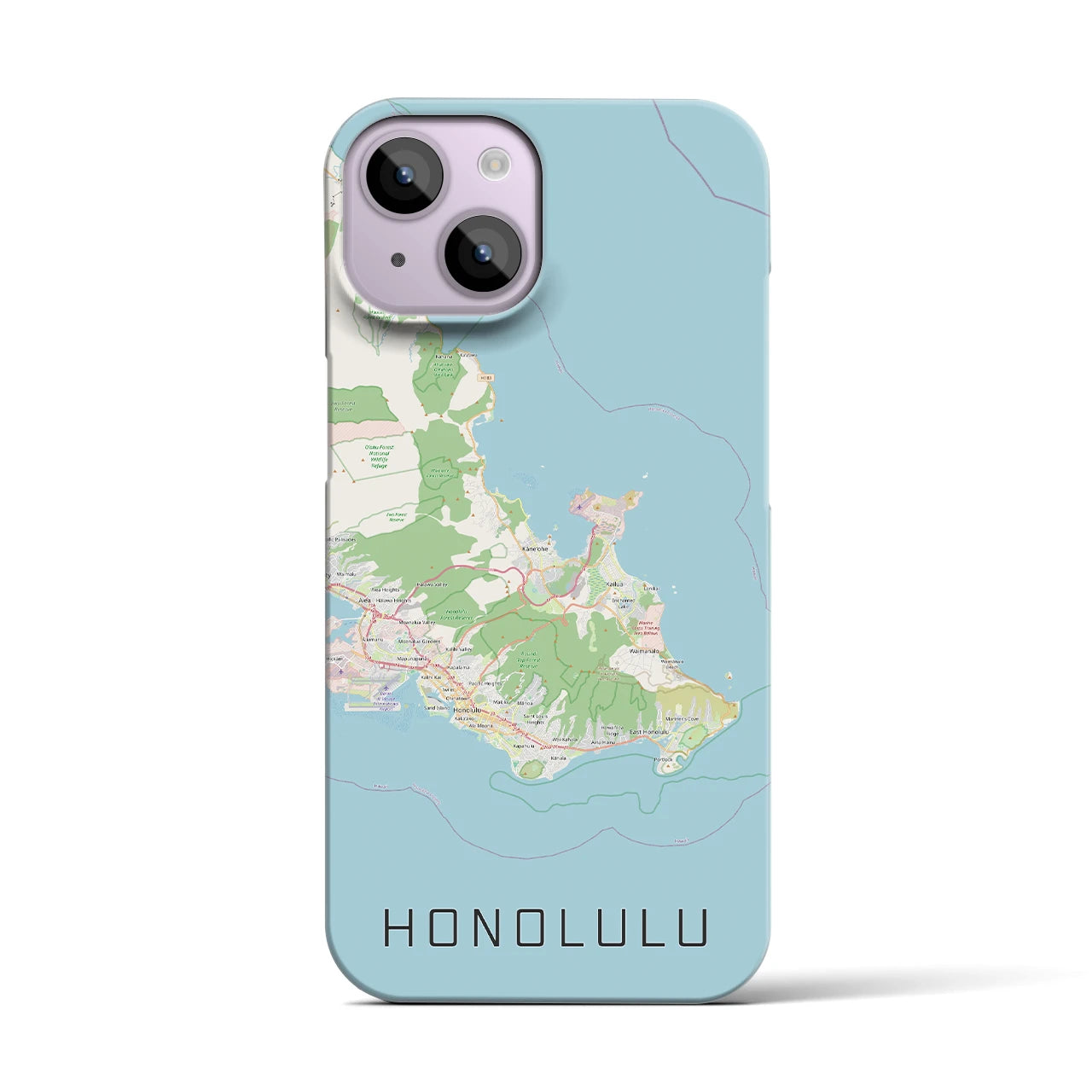 【ホノルル2(アメリカ)】地図柄iPhoneケース(バックカバータイプ)