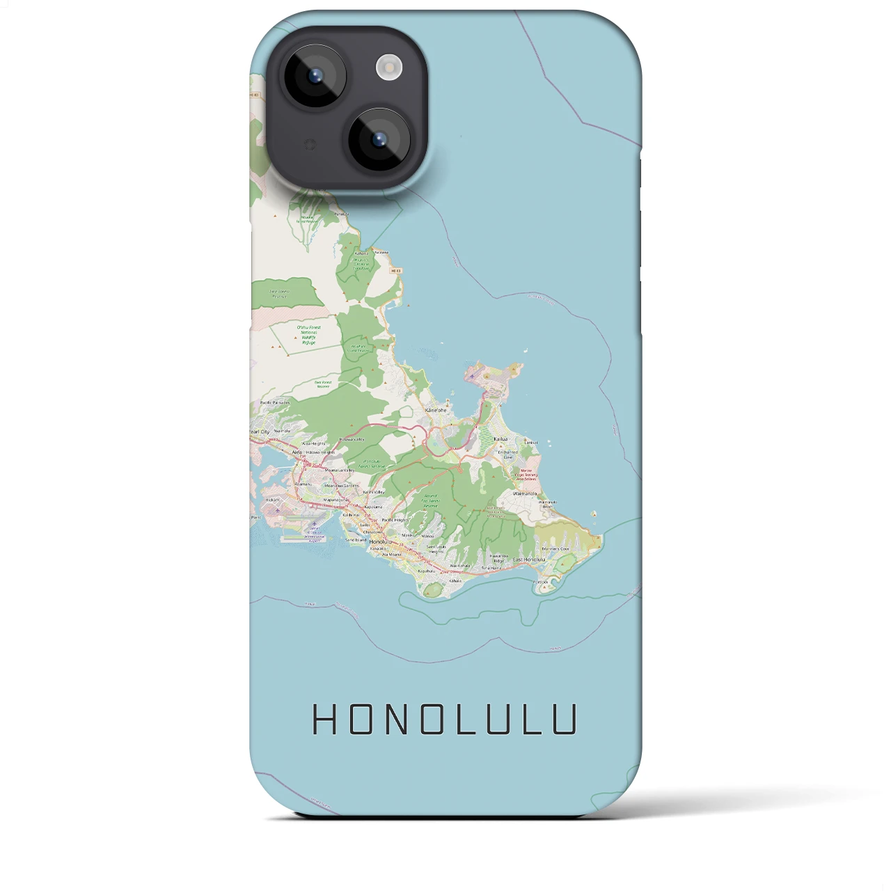 【ホノルル2(アメリカ)】地図柄iPhoneケース(バックカバータイプ)