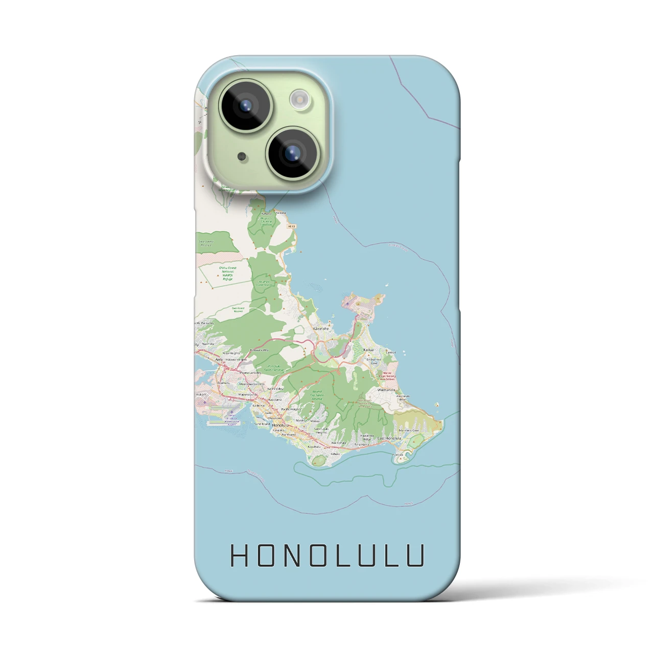 【ホノルル2(アメリカ)】地図柄iPhoneケース(バックカバータイプ)