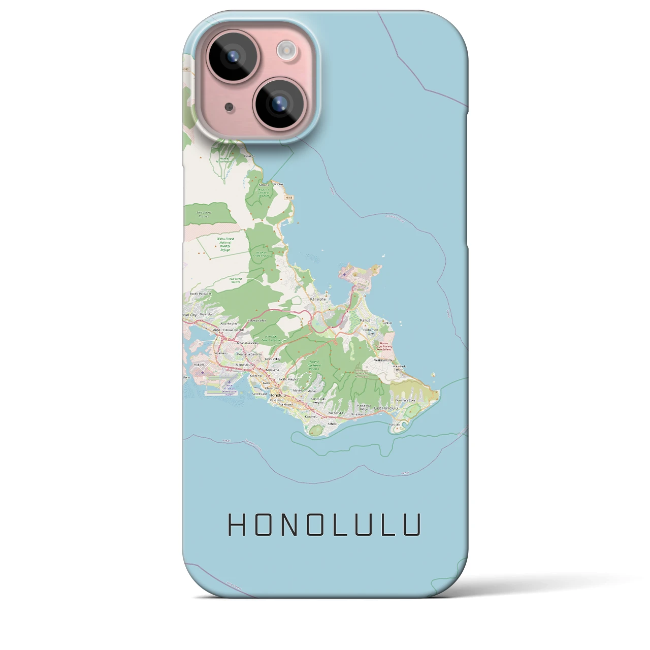 【ホノルル2(アメリカ)】地図柄iPhoneケース(バックカバータイプ)