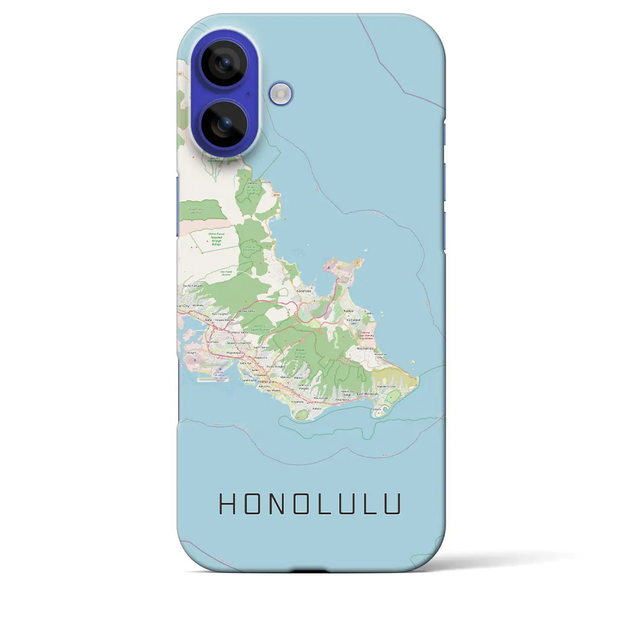 【ホノルル2(アメリカ)】地図柄iPhoneケース(バックカバータイプ)ナチュラル・iPhone 16 Pro Max 用