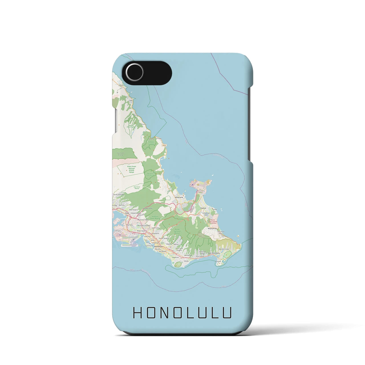 【ホノルル2(アメリカ)】地図柄iPhoneケース(バックカバータイプ)