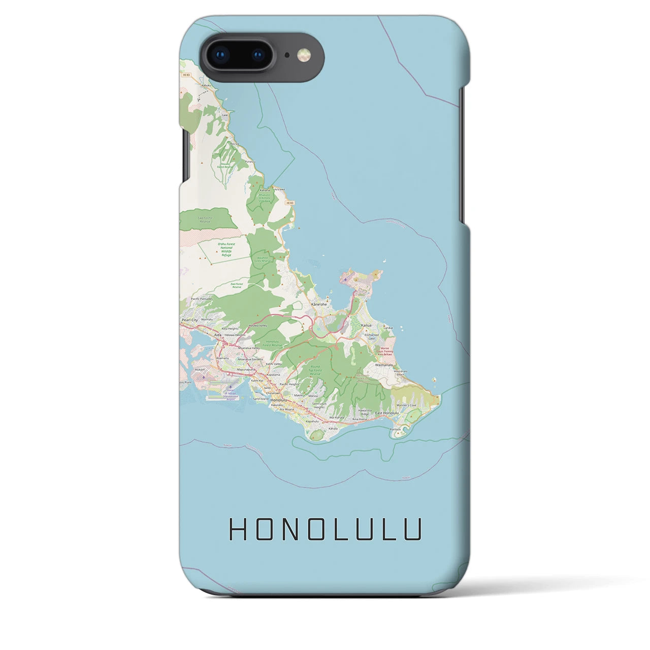 【ホノルル2(アメリカ)】地図柄iPhoneケース(バックカバータイプ)