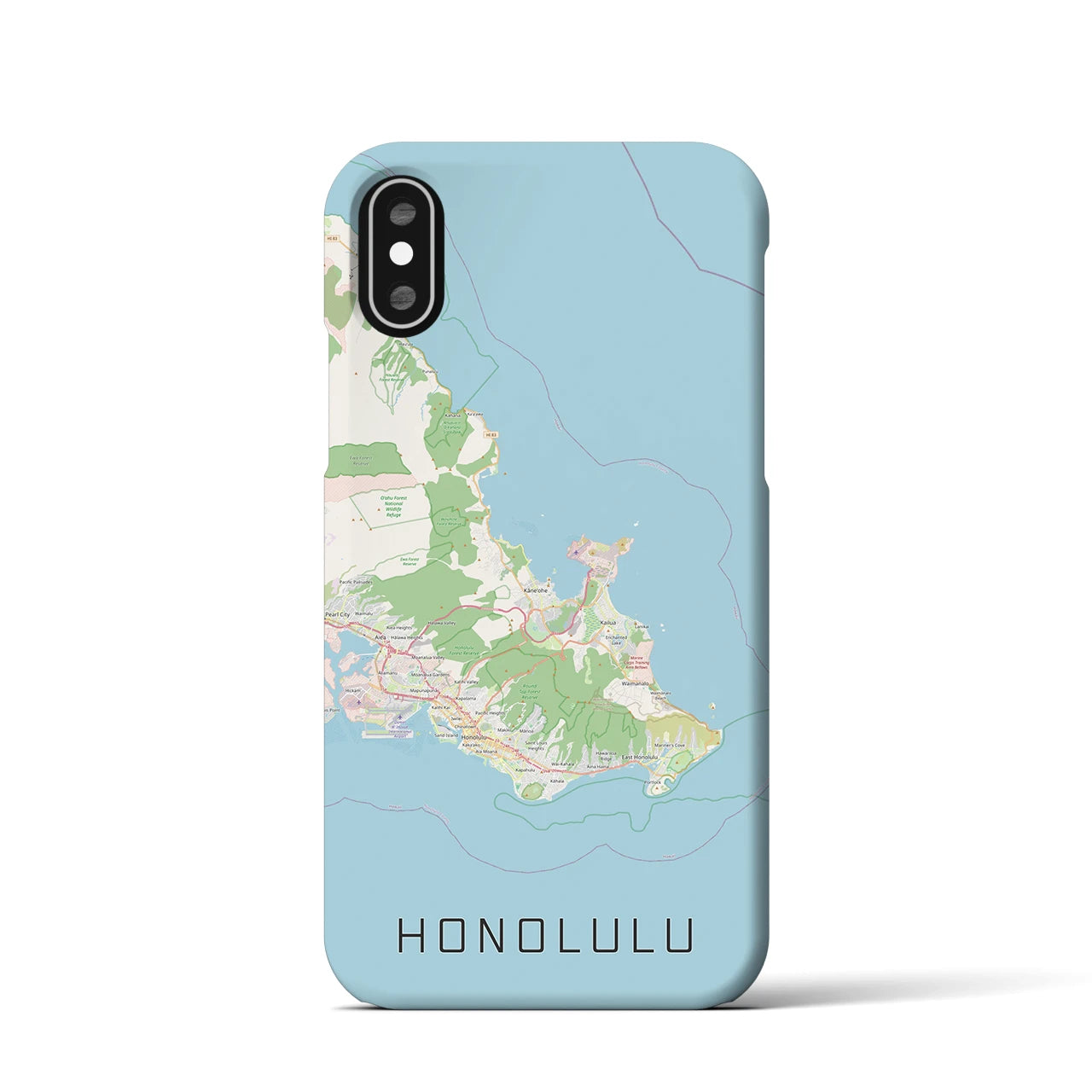 【ホノルル2(アメリカ)】地図柄iPhoneケース(バックカバータイプ)